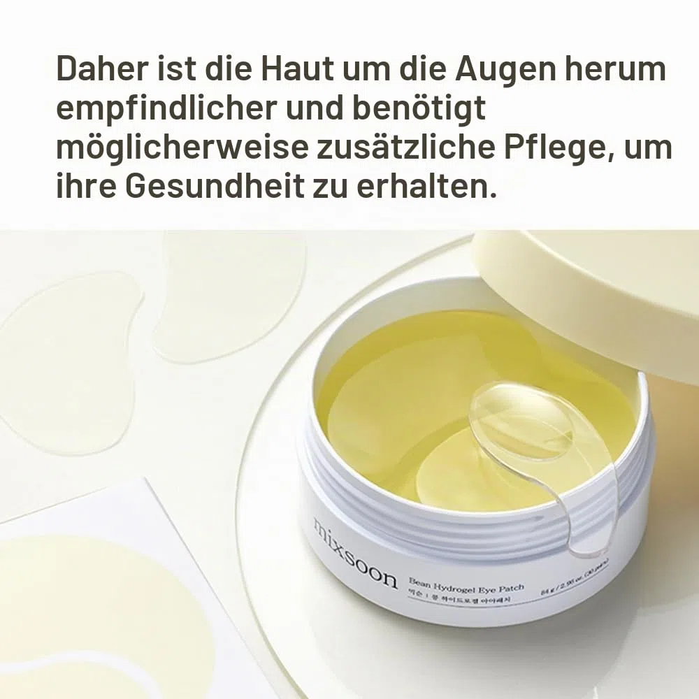 mixsoon Bean Hydrogel Augenpads – Dreifaches Bohnenprotein & Vitamin C gegen Augenringe, patentierter fermentierter RE-Komplex gegen Falten & Schwellungen, kühlende Augenmaske, 60 Stk.